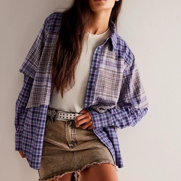 Free People Layer It Up Plaid Shirt - Picture 2 of 4